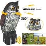 �pouvantail hibou rotatif - protection de jardin r�aliste en plastique gris