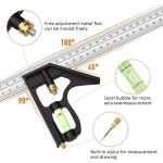 �querre combin�e, outils de menuiserie carr�e en acier inoxydable de 12' / 300 mm, r�gle de 45 / 90 degr�s ...