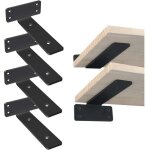 Equerre etagere murale, 4 pi�ces 15cm noir support �tag�re murale metal industrielle support d'�tag�re, ...