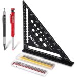 Equerre menuisier, querre charpentier multifonction 180 mm [crayon chantier + 18 mines] metal, rgle ...