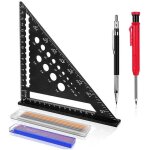 Equerre menuisier, querre charpentier multifonction 180 mm [crayon chantier + 18 mines] metal, rgle ...