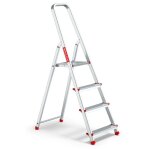 Escabeau domestique pliant en aluminium  4 marches avec crochet, charge maximale 125 kg.