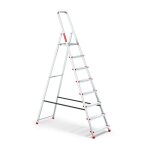 Escabeau domestique pliant en aluminium  8 marches avec crochet, charge maximale 125 kg.