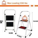 Escabeau pliant � 2 marches, �chelle de cuisine, �chelle domestique, avec poign�e antid�rapante, p�dale ...