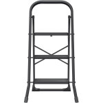 Escabeau pliant 3 marches, marchepied compact avec verrou de s�curit�, pour maison, charge 150 kg, noir ...