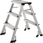 Escabeau pliant marche plateforme y comp. 3 hauteur de la plate - forme 630 mm aluminium mobile