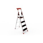 Sarayli - escabeau professionnel de chantier marches xxl large de 12 cm, antidrapante avec porte outils ...