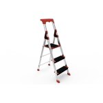 Sarayli - escabeau professionnel de chantier marches xxl large de 12 cm, antidrapante avec porte outils ...