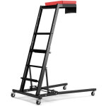 Escabeau sur�lev� r�glable 114, 5 - 168 cm avec 4 roues et plateau rembourr� design moderne en m�tal ...