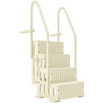 Escalier de piscine - outsunny - 2 rampes et 4 marches antid�rapantes, pour piscine 117 - 147 cm - hdpe ...