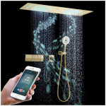 Colonne de douche thermostatique musique, 300x900mm led 64 couleurs 4 fonctions syst�me de douche encastr�e, ...