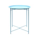 Esschert design - table d'appoint ronde pliable en mtal - bleu - d 47, 3 x h 50, 5 cm - livraison gratuite ...