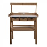 Esschert design - table � rempoter en bois - avec accessoires - l 37, 9 x l 80, 1 x h 113 cm - marron ...