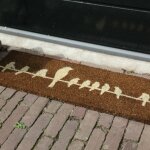 Esschert design - tapis paillasson de coco d�coration oiseaux taupe