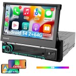 Essgoo - autoradio 1din avec camra android 14, apple carplay, gps, navigation, rds, wifi, bluetooth ...