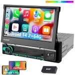 Essgoo - autoradio 1din avec camra android 14, apple carplay, gps, navigation, rds, wifi, bluetooth ...