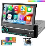 Essgoo - autoradio 1din avec camra android 14, apple carplay, gps, navigation, rds, wifi, bluetooth ...
