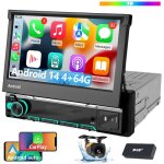 Essgoo - autoradio 1din avec camra android 14, apple carplay, gps, navigation, rds, wifi, bluetooth ...