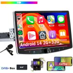 Essgoo - autoradio bluetooth 1din android 14, unit centrale rotative de 10, 1 pouces, gps, radio carplay ...