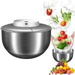 Essoreuse � salade �lectrique, grande capacit� 4, 8 l, en acier inoxydable, avec panier d'�gouttage, ...
