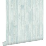 Estahome - papier peint imitation bois turquoise gris�