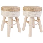 Estany - lot de 2 tabourets tresss naturel et beige