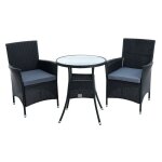 Estexo - salon de jardin 2 fauteuils avec coussins 1 table en polyrotin noir Estexo - salon de jardin 2 fauteuils avec coussins 1 table en polyrotin noir