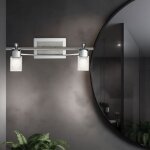 Applique murale lampe spot lampe de couloir chambre  coucher, 2 flammes spots mobiles, chrome verre ...