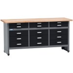 �tabli k�pper mod�le 12979, largeur 170 cm, 15 tiroirs, plan de travail en h�tre massif de 30 mm, capacit� ...