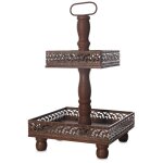 Mucola - etagere 2 tages assiette de prsentation tablettes mtal marron vintage standetagere xxl 52 ...