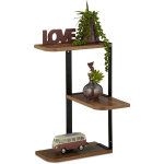 Etagère d'angle, 3 étages en zig - zag, 42, 5x26, 5x26, 5 cm, meuble mural, salon, cuisine, mdf, métal, ... Etagère d'angle, 3 étages en zig - zag, 42, 5x26, 5x26, 5 cm, meuble mural, salon, cuisine, mdf, métal, ...