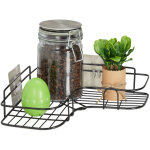 Etagre d'angle,  coller, rangement, pices, herbes, murale, hxlxp : 5, 5x26x26 cm, fer, noir - relaxdays ...