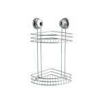 Etagre d'angle de douche 2 niveaux  ventouses acier chrom msv