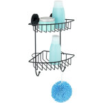 Etagre d'angle douche salle de bain murale bari, 2 paniers de douche, fixation sans perage 'vacuum ...
