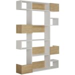 Étagère bibliothèque blanche et chêne clair pikola 120cm Étagère bibliothèque blanche et chêne clair pikola 120cm