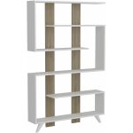 Biblioth�que scandinave 120x162 cm ? panneau m�lamin� blanc et noyer ? 6 �tag�res pour rangement �l�gant ...