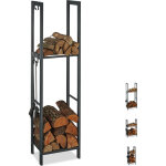 Etagère cheminée 150x40x30 cm étagère à bûches 2 niveaux bois porte - bûches range buche 4 crochets, ... Etagère cheminée 150x40x30 cm étagère à bûches 2 niveaux bois porte - bûches range buche 4 crochets, ...