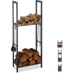 Etagère cheminée 150x60x30 cm étagère à bûches 2 niveaux bois porte - bûches range buche 4 crochets, ... Etagère cheminée 150x60x30 cm étagère à bûches 2 niveaux bois porte - bûches range buche 4 crochets, ...