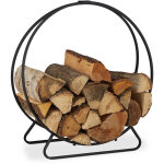 Etagère de cheminée, range bûches rond, bois, acier, étagère cercle bois, hxlxp 65x61x26 cm, noir - relaxdays ... Etagère de cheminée, range bûches rond, bois, acier, étagère cercle bois, hxlxp 65x61x26 cm, noir - relaxdays ...
