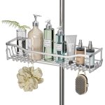 �tag�re douche inox sans per�age, grande capacit�, barre 18 - 25mm, argent�e, shampooing / gels