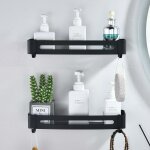 Etagere douche noir etagere salle de bain sans percage panier murale de douche en aluminium tablette ... Etagere douche noir etagere salle de bain sans percage panier murale de douche en aluminium tablette ...