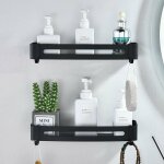 Vurahome - etagere douche noir etagere salle de bain sans percage panier murale de douche en aluminium ...