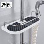 tagre de douche tlescopique, tablette de douche poteau rglable en alliage d'aluminum avec 2 crochets ...