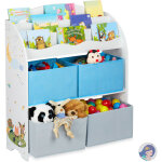 Relaxdays - etag�re enfants, 4 bo�tes, motif feu, rangement jouets, livres, chambre d'enfants hxlxp 98x82, ...