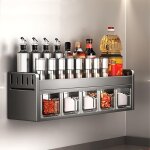 �tag�re � �pices murale sans per�age avec 5 pots � �pices, organisateur d'�pices, support mural en m�tal ...