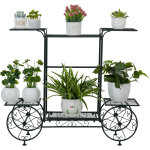 Étagère à fleurs fer forgé - porte plantes 83 x 68. 5 x 22cm - echelle fleurs en forme de chariot pour ... Étagère à fleurs fer forgé - porte plantes 83 x 68. 5 x 22cm - echelle fleurs en forme de chariot pour ...