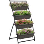 �tag�re � fleurs - outsunny - 4 niveaux � 4 bacs et trous de drainage - cadre en acier - 76x79x162cm ...