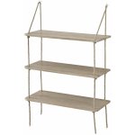 tagre murale avec 3 tablettes avec fixation de corde 60 cm aspect en bois