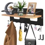 �tag�re murale, 8 crochets + tablettes, rangement et organisation pour cl�s, �tag�re multifonctionnelle ...