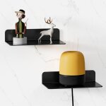Etagere murale noir en metal lot de 2, tablette murale en aluminium sans percage, r�sistant � la rouille, ...